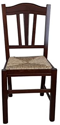 Sedam Srl Sedia Silvana, in Legno Massello, Vari Colori e Sedute, Ristorante Casa Cucina Sala da Pranzo Agriturismo Vari Colori Disponibili, 100% MADE IN ITALY, Ordine MINIMO 2 Pezzi (Noce, Paglia)