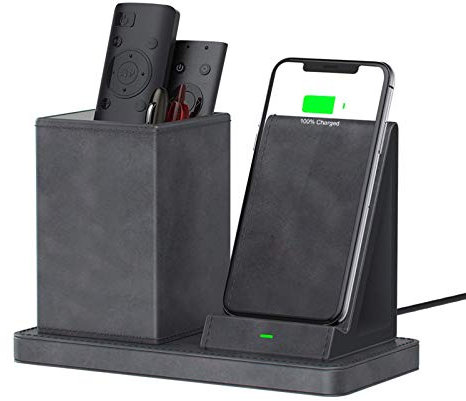 ZHICHUAN Wireless Charger Desktop Organizer Pen Holder Qi-Certified 10W Max Fast Wireless Charging Station for iPhone 12/12Pro and Samsung S7/S7 Edge/S8/Note 8,E Lightweight and por