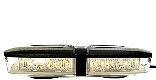 MelTruck LED Leuchtbalken Warnbalken 32 LEDs 12V/24V Orange E9 ECE R10 R65, Magnetfuß, Adapter & Schalter, 236x45x145 mm, Warnblitz für PKW LKW Traktor