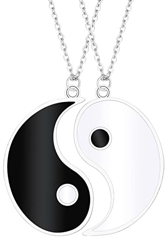 HLenyoy 2 Yin Yang Bff Parejas Collares Cadena Amistad Novia Mujeres Hombres Mejor Amigo Collar Regalos para el Día de San Valentín Cumpleaño (Silver)