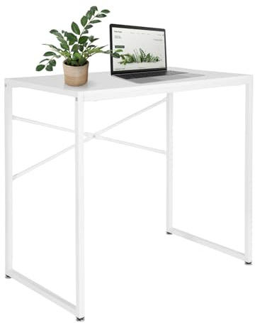 hjh OFFICE 830071 Schreibtisch weiß Easy UP H I 78x46 cm Computertisch mit Metallgestell, platzsparend & pflegeleicht