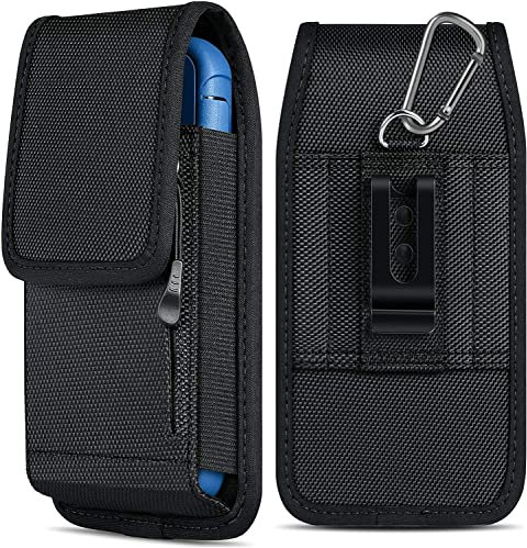 ykooe Gürteltasche Handytasche Gürtel mit Gürtelclip Smartphone Tasche mit Reißverschluss Handy Holster für Samsung Galaxy S23 S22 S21 FE S20 FE A53 A52s A32, iPhone 14 13 12 11 Pro Max (Schwarz)