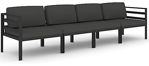 vidaXL 4-TLG. Garten-Lounge-Set mit Kissen Aluminium Anthrazit