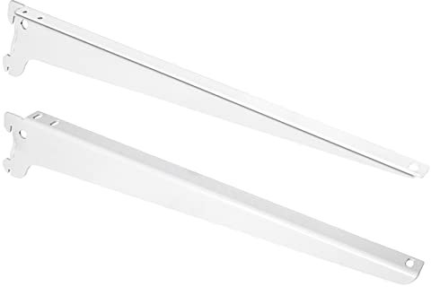 PRIOstahl Regalträger für Wandschienen Regalhalterungen Regalwinkel Regalsystem Regalhalterung - 1 Trägerpaar (2 Stück) 380 mm Farbe: Weiß für Schienen Regalboden Regal Wand Massiv aus Stahl