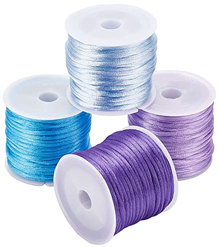PH PandaHall 4 Farben Nylonschnur Rattail Satinschnüre, 43.72 Yards 2mm Rattenschwanzschnur Geflochtene Nylonschnur Perlenschnur für Schmuckherstellung Basteln Christbaumschmuck Chinesisches Knoten