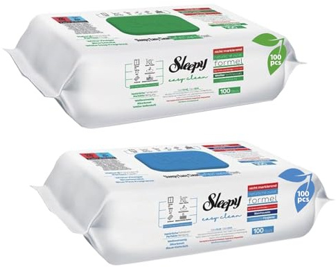 Sleepy Easy Clean EXTRA Cleaning Towel (2x100), Cloths Wipe, Antibacterial, Extra Large and Strong, Vegan, White Soap & Blue Pine Frangrance
