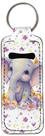 STUOARTE Women Girls Flower Elephant Chapstick Holder Keychain 3D Elephant Cute Lip Balm Holder Chapstick Keychain Holder for Lipstick, Chapstick, Lip Balm