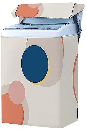 Odot Funda Lavadora de Carga Superior Funda, Lavadora Impermeable Proteccion Solar Exterior Impermeable con Cremallera para Lavadora y Secadora de Carga Superior (L-56x92x58cm,circulo Azul)