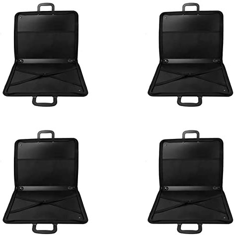 CENMEN 4 x Kunstordner Tasche mit Reißverschluss, Transporttasche Zeichentasche für Künstler, Plakattafel, Handtasche zur Aufbewahrung von Kunst, Schwarz