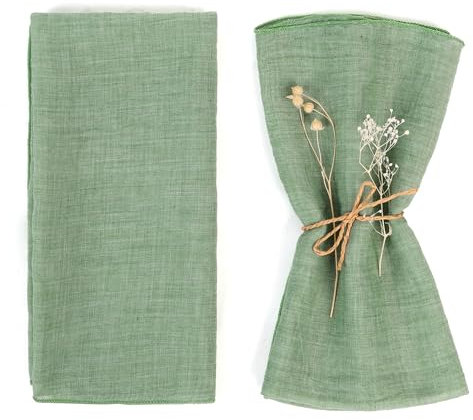 Niuoppy Cloth Napkin Set of 6, Soft Gauze Cotton Napkins, 16.5 x 16.5 Cotton Napkin, Reusable Napkins, Cloth Napkins for wedding, dinner, party, Daily Use (Green), LHM202402221651