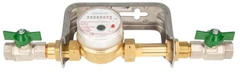 Einstrahlzähler ETK Kombi-Set (Warmwasser) bis 90 Grad Länge 80 mm, inkl. Bügel Edelstahl, Kugelhähne 1/2 Zoll