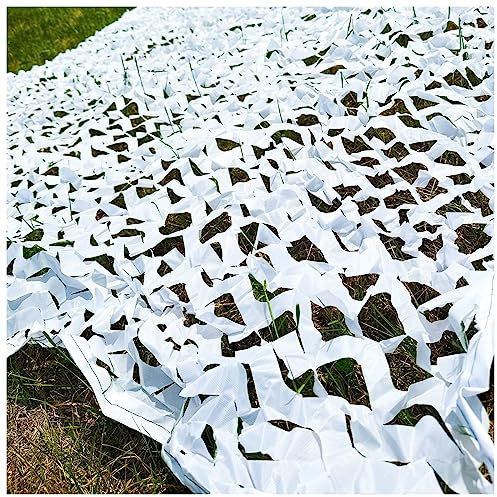 DIWAL Garten Terassengeländer Sichtschutz Tarnnetz Sonnenschutznetz Markise Unterschlupf Schatten Mesh Sonnenschutztuch Weiß für Patio und Outdoor Camo Geburtstag Party Thematische Dekoration(2x6m)