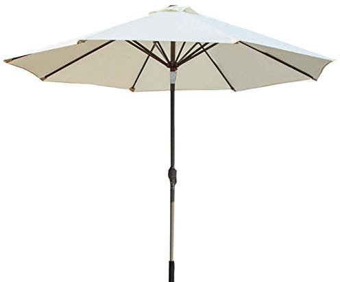 ASumPio 2,6 M Langer Terrassenschirm, Robuster Markttischschirm Mit Neigungsknopf Und Kurbel Für Terrasse, Rasen, Garten, Strand, Sand, Hof, 2 Grün (1 Weiß)