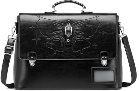 DEEVORCA Sac à Main Pour Femmes Élégant Sac à Épaule Pour Dames Broderie Élégante en Forme de Papillon Grande Capacité Sac à Dos Pour Féminin Voyage École Cuir Véritable Imperméable Noir