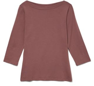 VERO MODA VMPANDA - Maglietta da Donna Elasticizzata a Maniche Lunghe a 3/4, Marrone Rosa, M