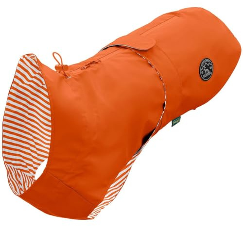 Hunter Hunde-Regenmantel Milford, Farbe: orange, ergonomische Passform für optimalen Schutz, individuell verstellbar, Reißverschluss für Geschirrträger, pflegeleicht & waschbar bei 30 °C, Größe: 70