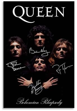 Yuangoes Queen Poster Rock Band Music Vintage Signed Cover Music Posters for Room Aesthetic Canvas Wall Art Bedroom Decor12x18inch(30x45cm)