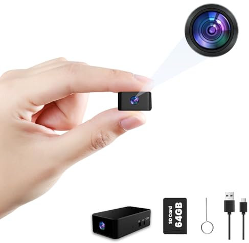Mini Spy Camera - 64GB Hidden 1080P Small Cam, One Button Operate, Loop Record and Motion Detection Video-record, for Babies/Indoors/Outdoors (No WiFi, Include TF Card)