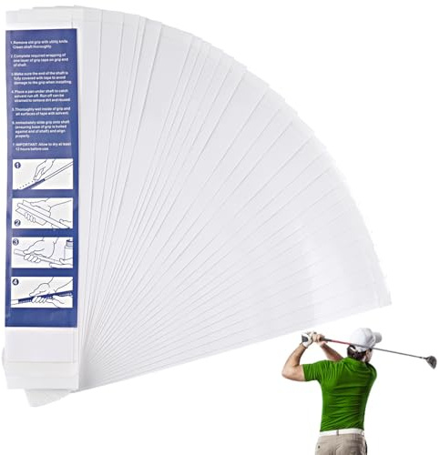 PEASUG Golf Grip Tape, Solvent Activated Golf Club Grip Tape, 2 x 10 Double Sided Adhesive Strips, 30 Pcs Grip Tape for Golf Clubs