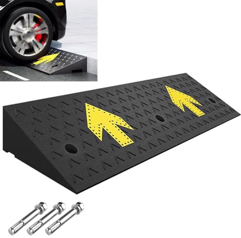WXXSHGDW Bordsteinrampe, 4-18 cm Steighöhe Rampe Türschwelle, Türschwellenrampe, Rampe Rollstuhl, Gummi und Kunststoffmaterial, für Roller, Rollstuhl, Auto, LKW, Motorrad, Tragkraft 3000 Kg(100*37*16c