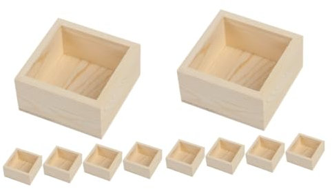 OATIPHO 10stücke Unbehandelte Holzschatullen Quadratische Aufbewahrungsboxen Für Schmuck Und Pflanzen Für Schlafzimmer Und Bastelprojekte