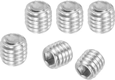 PATIKIL 100 Stück Madenschraube M6 x 6mm, 304 Edelstahl Madenschrauben Set für Türklinken Halterung Möbel Lampen Wasserhahn Reparaturen, Silber Innensechskant Gewindestifte Schrauben Set
