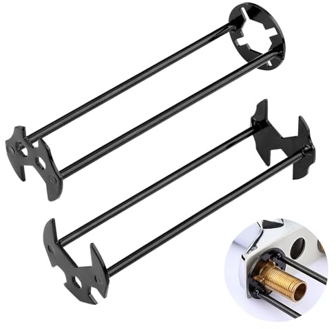 Huakaile 2 Pieces Multifunctional Sink Wrench Faucet Tool, Faucet Wrench for Undermount Sink Four-jaw Hex Spanner, Universal Installation Plumber Tools Set for Kitchen Bathroom Tight Spaces (2)
