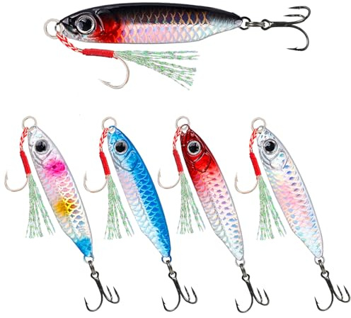 Balifly Angelköder Spinnerbaits Löffelblinker Angelköder Diamantköder Salzwasser für Forelle Barsch Hecht Lachs 5 Stück FS/YE-10(0.88oz)