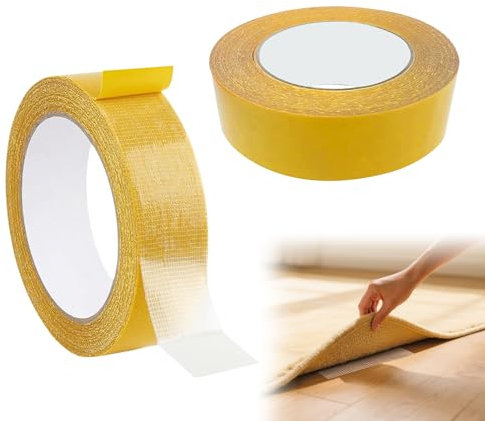 2Pcs Double Sided Fabric Tape Sticky Transparent Carpet Tape 0.6inch Adhesive Heavy Duty Fabric Tape Fashion Strong Mounting Tape for Art and Crafts Decorating Birthdays Indoor Accessories Carpet