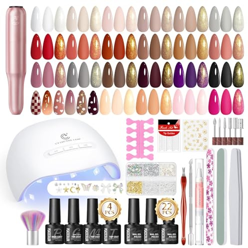 PEACECOLOR Kit Ongle Gel UV Complet avec Lampe UV et Ponceuse Ongles, 26pcs Vernis Semi Permanent Classiques Base Top Coat Kit Manucure Professionnel pour Débutants Cadeaux pour Femmes