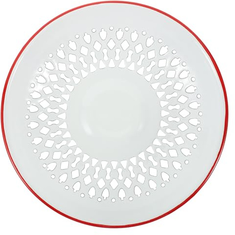 Ipetboom Hollow Enamel Sink Colander Red Drain Basket Kitchen Fruit Washing Basin Draining Tray for Household Use
