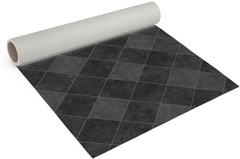 Internethandel Pfordt CV Bodenbelag Atlantic Fliese, 400x200 cm, pflegeleichter PVC Vinylboden, Meterware für Küche und Wohnzimmer