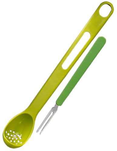 Olive Spoons, Plastic Pickle Fork, Multifunctional Two-in-one Olives Spoon with Pickle Picker, for Olives, Onions, Fruits, Canned Foods (Green)