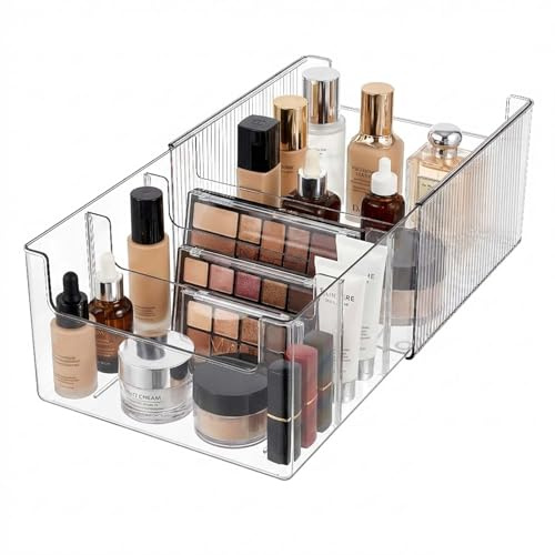 JessLab Organizador de Maquillaje Extraíble, Almacenamiento Cosmético para Tocador, Encimera y Baño, Caja de Almacenamiento Transparente para Cocina y Lavandería, 1 Pieza