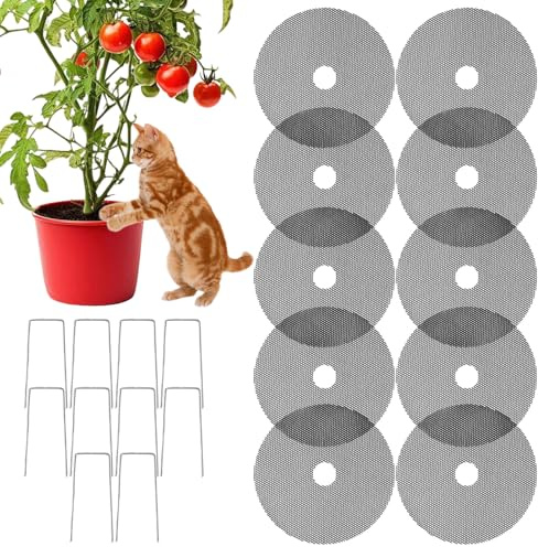 Cubierta de tierra para plantas para gatos, rejilla protectora de malla cortable, tapón de excavación de mascotas, protector de suelo para macetas de jardín al aire libre, para gatos, mascotas