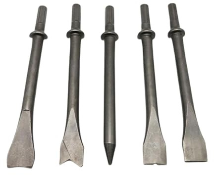 Set di 5 scalpelli ad aria compressa in acciaio da 175 mm con gambo esagonale resistente per rimuovere bulloni, parti corrose e piastrelle, per meccanici professionisti e fai da te