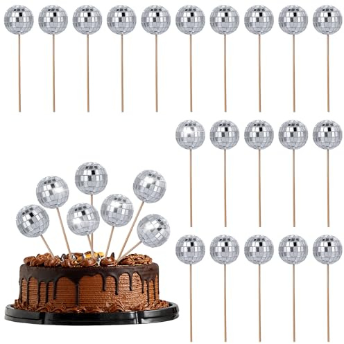 20 stycken discokula tårta toppers disco cake topper set 1970S discokula tårtdekoration disco cupcake toppers för födelsedag temafest