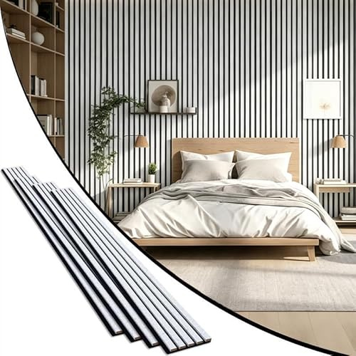 AllE quip 3D Acoustic Panels, 120 x 60 x 2.2 cm, Wood Look Panels, Wall Panels in Wood Look as Sound Absorber, Panels for Living Room, Kitchen, Sound Insulation, Studio, Pack of 4 (Marble, White)