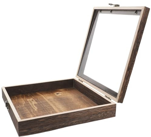 MUELODSIC Scatola Espositiva in Legno per Farfalle e Fiori Secchi con Coperchio a Ribalta, Cornice Shadowbox Profonda 25x25x4,5 Cm per Collezione e Decorazione Casa