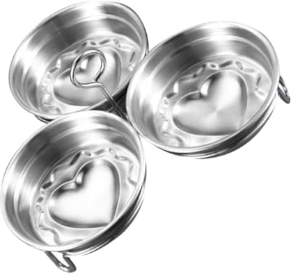 Ipetboom Set 3 Cuociuova in Acciaio Inox 304 Forma Cuore, Stampo per Uova Sode e Strumento di Cottura per Colazione, Adatto per Snack Fai da Te e Uso Domestico