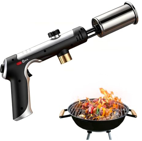 Chalumeau à Gaz 3272°F (1800°C) à Flamme Réglable, Torche de Cuisine et d’Extérieur pour Désherbage, Entretien du Jardin et Allumage de Braseros, Sans Bouteille