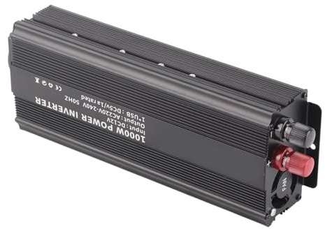 FAUOSWUK Convertitore Portatile a Onda Sinusoidale Domestica da 1000 W, Convertitore in Lega di Alluminio per Produzione di Energia Eolica e Solare, Protezione da Sovraccarico per Laptop, Comodo e