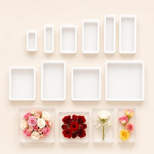 DAOOZHU 10er Set Rechteckige Epoxidharz Formen | Silikonformen für Epoxidharz | Einfache Entformung, reißfest und formstabil