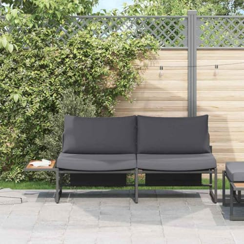 Générique Gartensofa, 2-Sitzer, modern, aus Stahl, Anthrazit, 200,5 x 70 x 85,5 cm, mit Kissen, Polyester, bequem für den Außenbereich