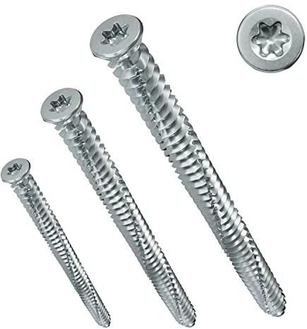 Parco fönsterramskruvar, försänkta, Torx TX30, 100 stycken 7,5 x 212 mm SILVER