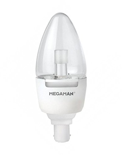 Megaman B15d Small Bayonet Cap 7 Watt LED Clear Candle Dimming 2800 k Light Bulb