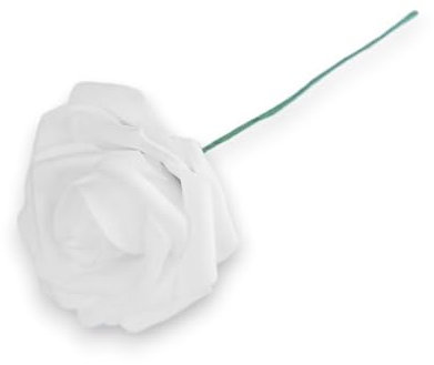 AKORD 10 pcs Classic Rose Flowers for Wedding Bridesmaid/Bridal Artificial Bouquets, Polyester, White
