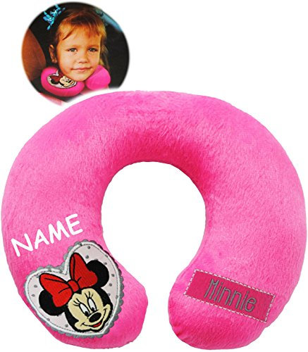 alles-meine.de GmbH Nackenkissen/Nackenrolle - Minnie Maus - incl. Name - Kissen für Auto/Kindersitz - Reisekissen/Reisehörnchen - z.B. Flugzeug/Auto - Zugfahrt - Nac..