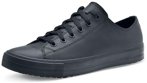 Shoes for Crews 38649-45/10 DELRAY unisex casual läderskor, halkbeständig, storlek 10 UK, svart