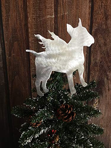 Englischer Bullterrier, Engel, Hund, Weihnachtsbaumspitze, Kranzdekoration, Urlaubsdekoration, Aluminium